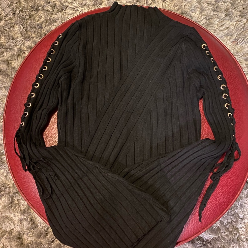 Fashion Nova, Next To Me Mock Neck Sweater- Black Size- Large